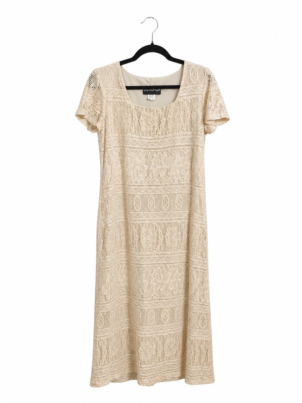 Vintage Giorgio Sant’Angelo Lace Dress Women’s Size 7/8 Gold Metallic Formal